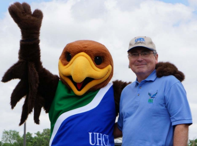 President William Staples with the UHCL Hawk