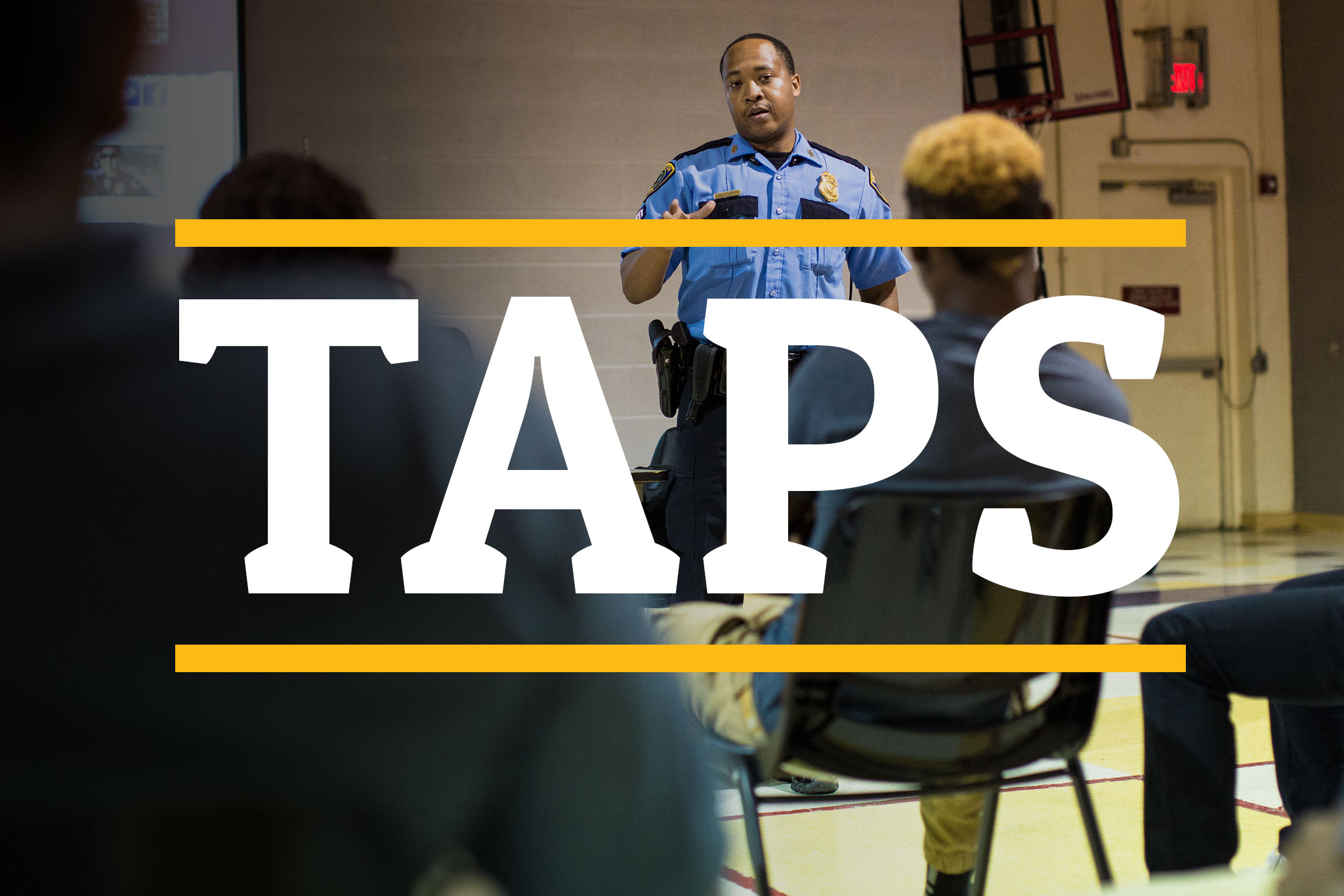 Promotional Image: In 2012, UHCL Professor of Criminology Everett Penn and Houston Police Department Assistant Chief Brian Lumpkin founded the Teen and Police Service Academy (TAPS) to bridge the divide between at-risk youth and law enforcement. Nearly three years later, the program has expanded to cities around the nation and in other countries, changing lives along the way. The image links to http://uhclthesignal.com/wordpress/tapspage/ - the special topic page examining TAPS. Photo by The Signal reporter Travis Pennington.