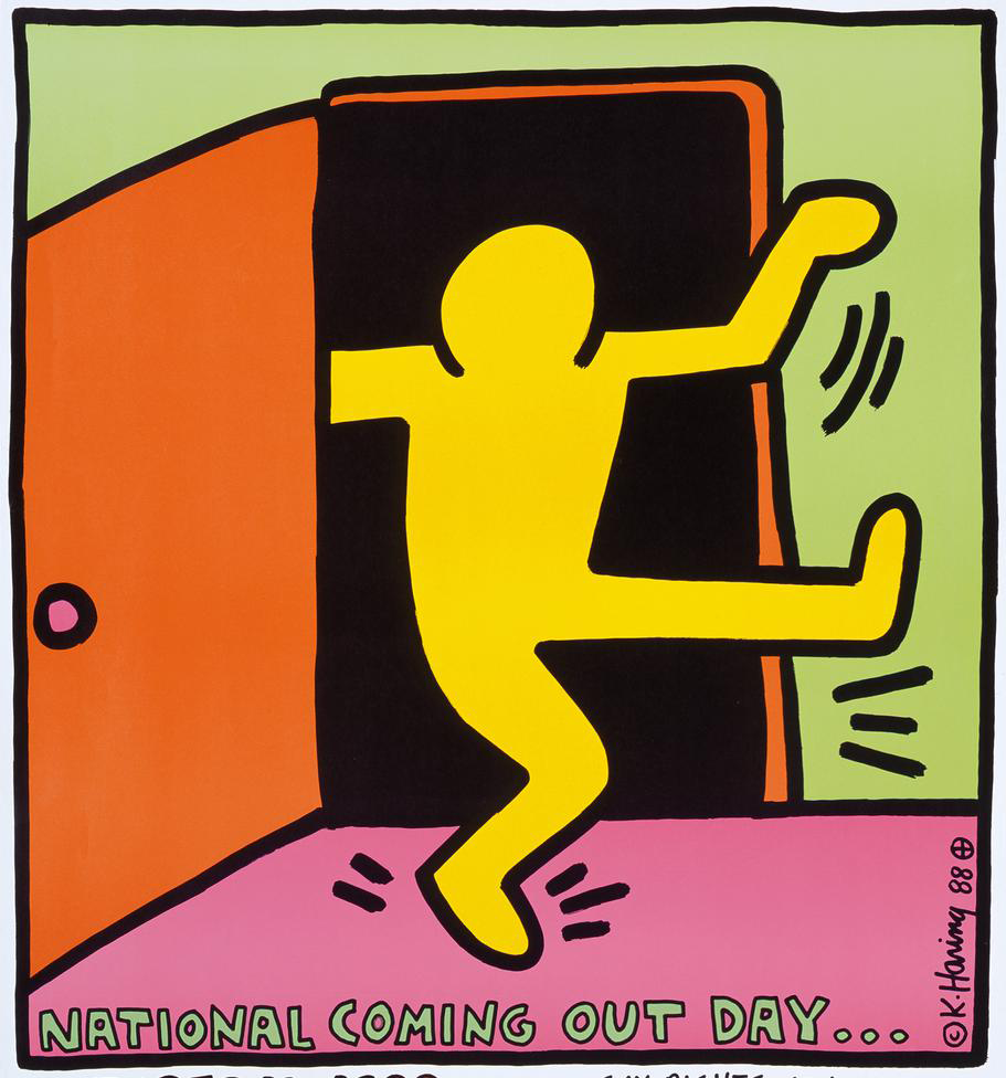 National Coming Out Day logo created and donated by artist Keith Haring to the Human Rights Campaign.