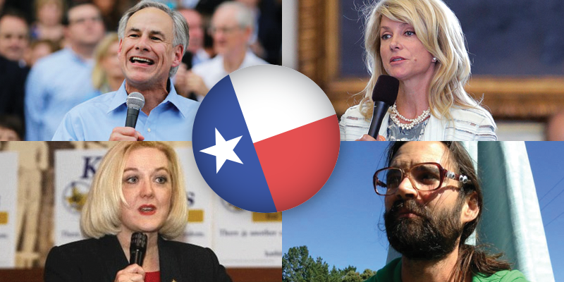 Texas candidates Greg Abbot, Wendy Davis, Kathie Glass and Brandon Parmer.