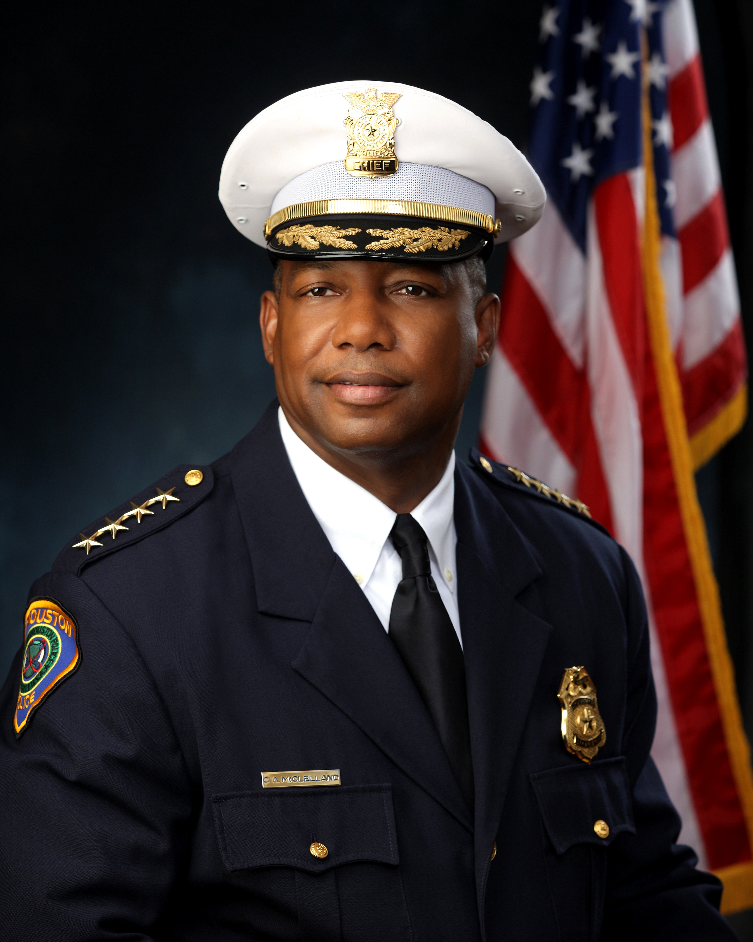 Photo: Official portrait of HPD Chief McClelland. Photo courtesy of Houston Police Department.