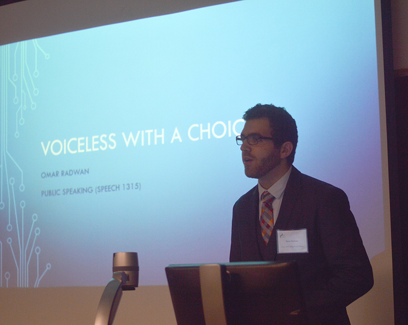 Omar Radwan, during a presentation on speech generating devices. Radwan stated that current advancements are “giving voices to the voiceless.”