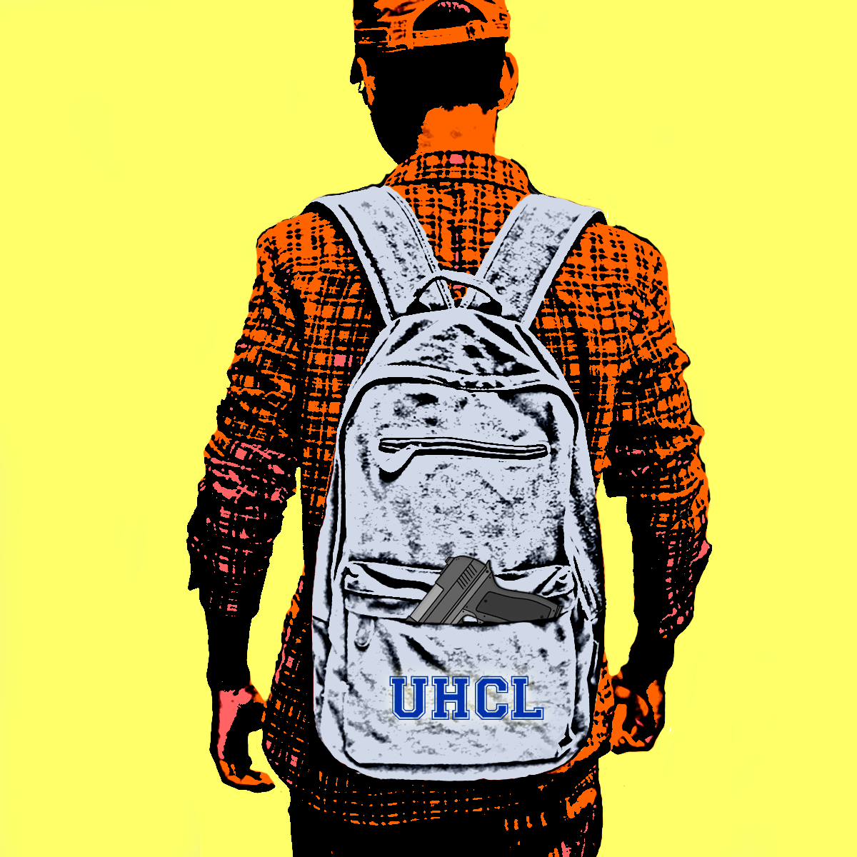 Graphic: A student carries a handgun in his backpack. Illustration by The Signal reporter Sarah Wylie.