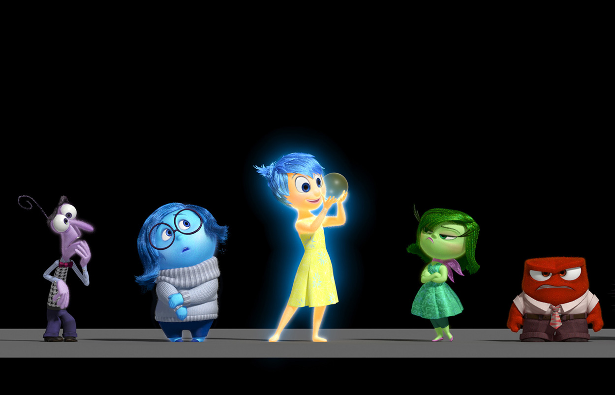 Image: Five characters from the animated film "Inside Out." Photo courtesy of comingsoon.net.