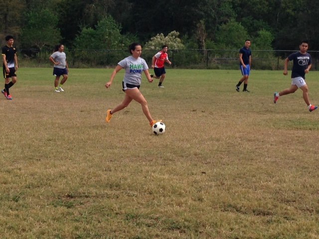 Students playing soccer at the intramural soccer tournament. Photo by The Signal Reporter Amanda Beard