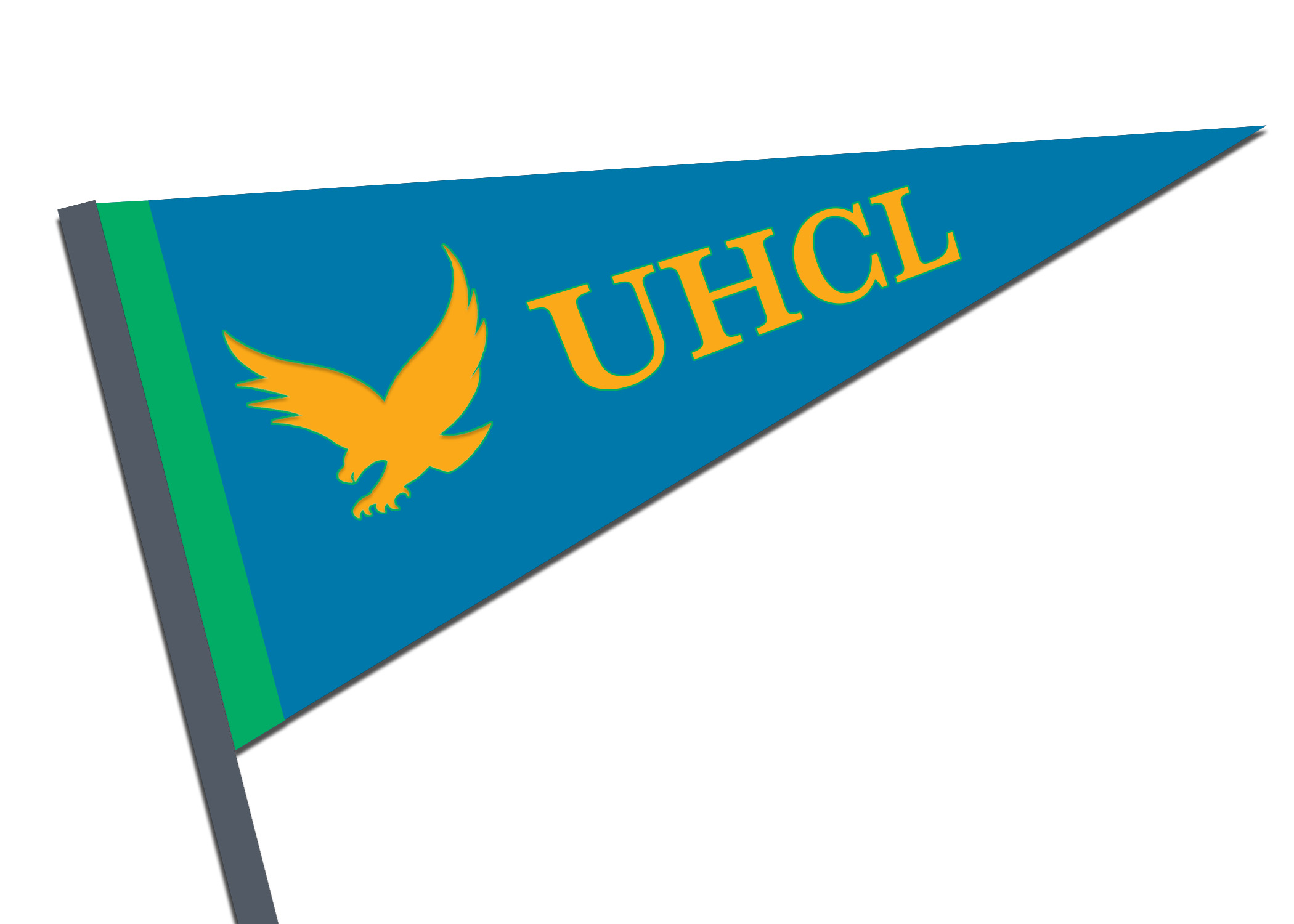 Graphic: A pennant featuring a hawk and the letters "UHCL." Graphic illustrated by The Signal reporter Sarah Wylie.