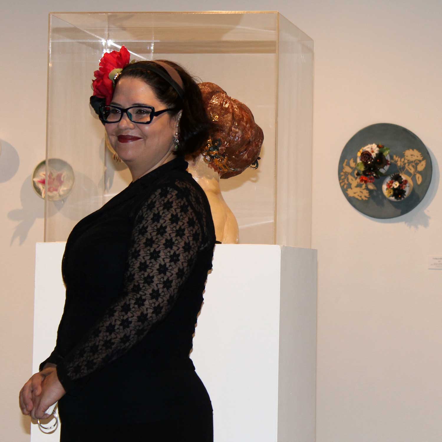 Photo: Gallery Talk at UHCL Art Gallery with artist Bernadette Esperanza Torres. Photo by The Signal reporter Cindy Brady.