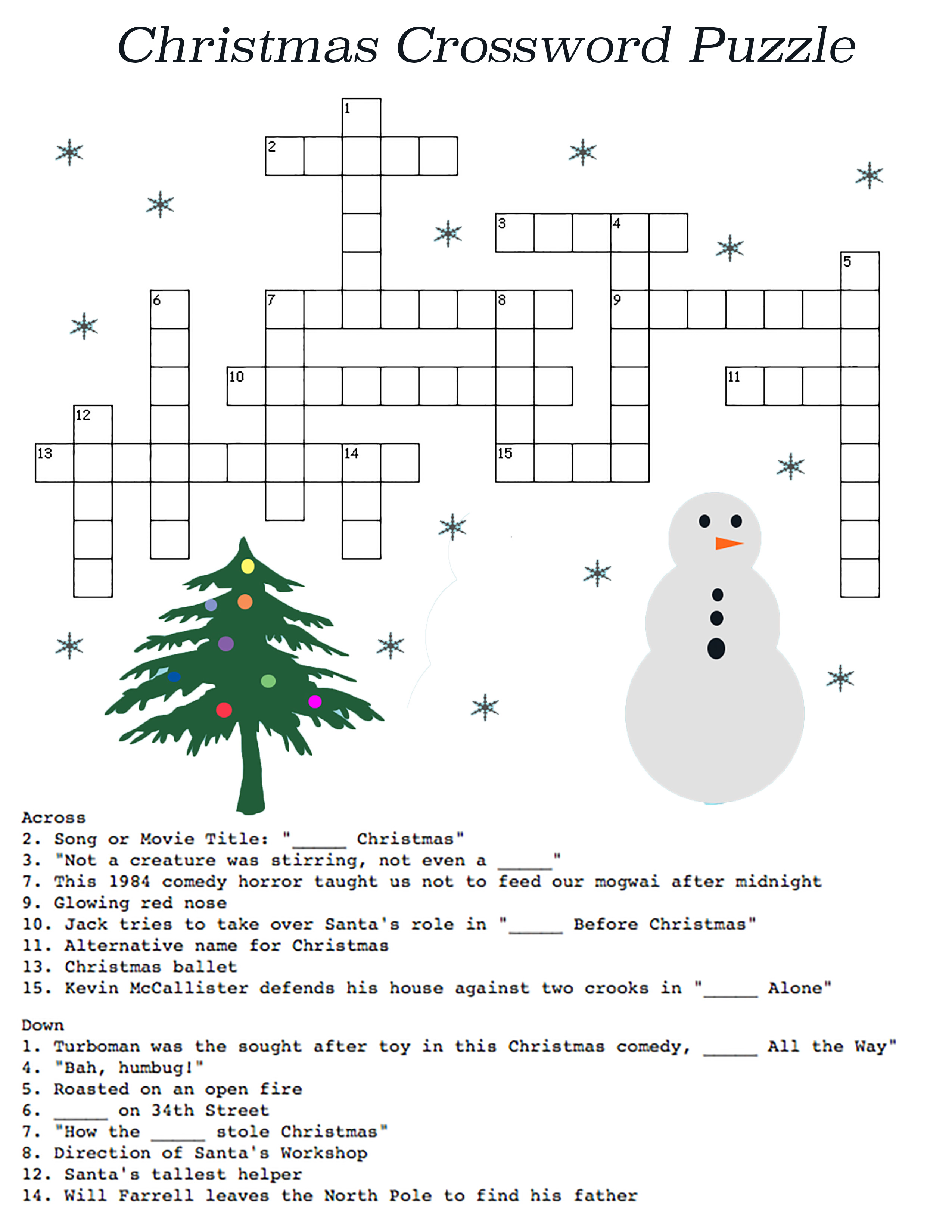 Christmas Crossword Puzzle Printable Printable World Holiday