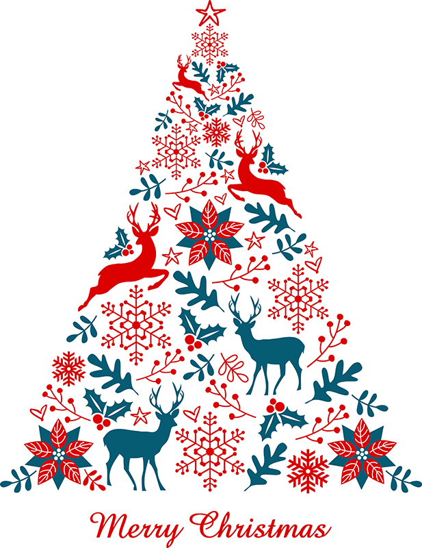 Image: Christmas tree made from other Christmas themed icons. Photo courtesy of Adobe Stock Images