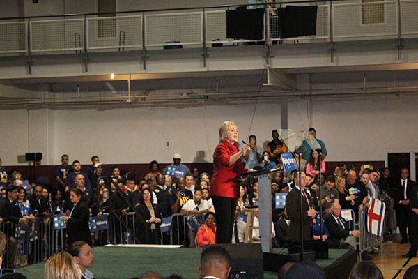 PHOTO: Hillary Clinton speaking at Texas Southern University. Photo by The Signal reporter Casey Corbell