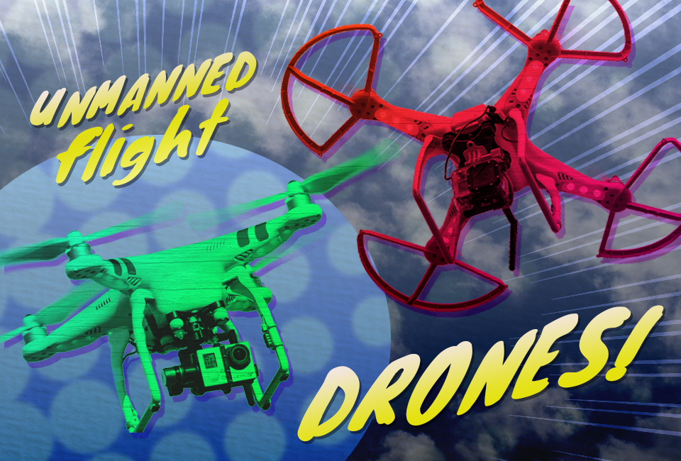 Graphic Illustration of two different types of drones. Graphic created by The Signal Managing Editor Sam Savell.