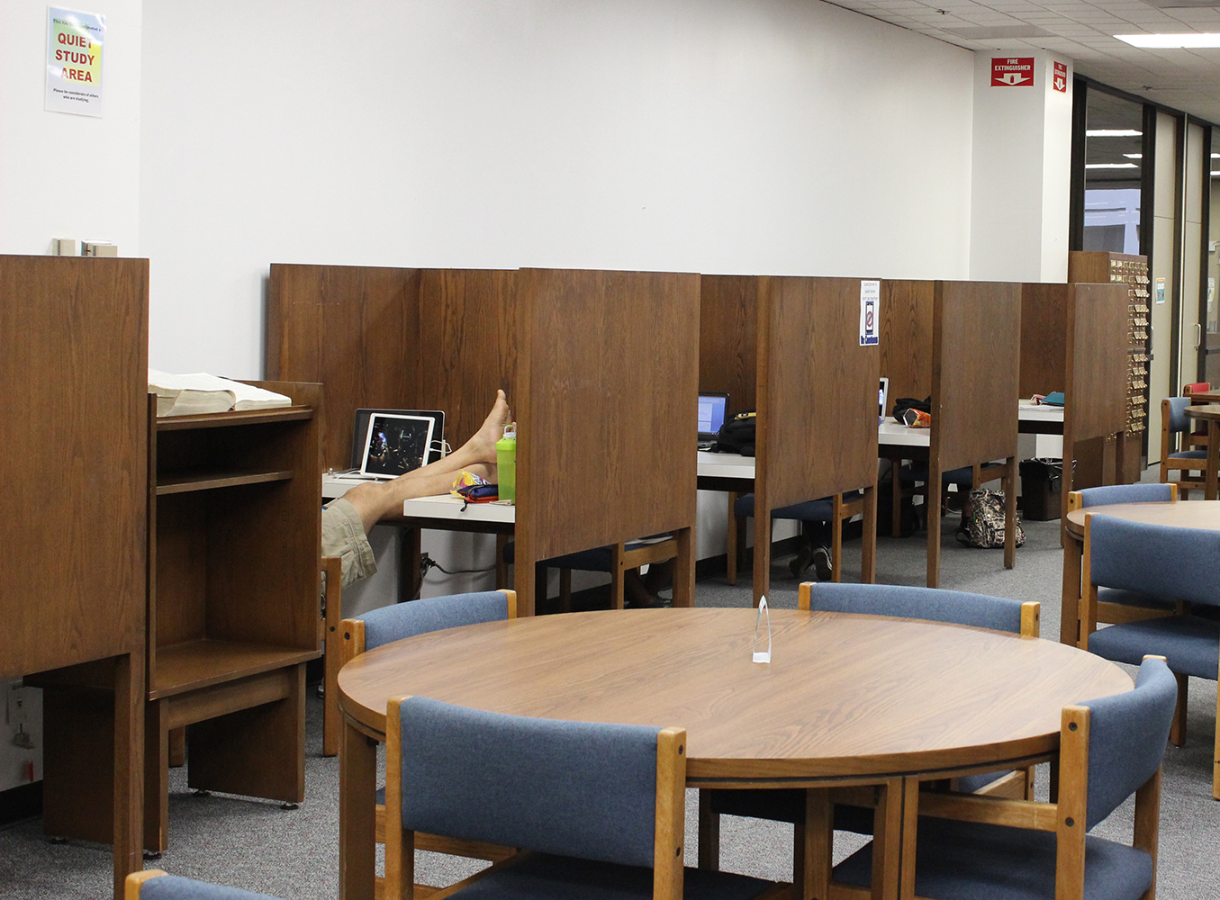 Alfred R. Neumann study area with study desks occupied by students. Photo by The Signal reporter Samantha Rolin.