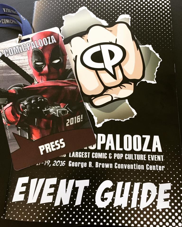 PHOTO: The press pass and event guide issued to The Signal live reporters for Comicpalooza. Photo by The Signal Managing Editor, Brandon Peña.