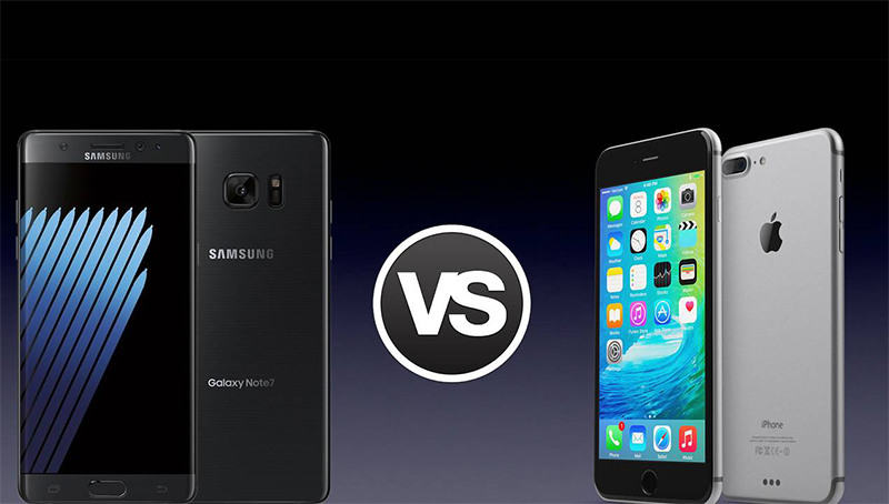 Photo: iPhone 7 vs. Galaxy Note 7 Photo courtesy of: The Country Caller