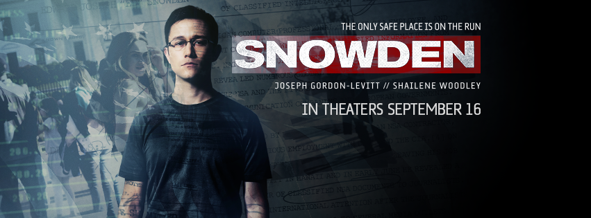Promotional banner for Snowden. Image courtesy of Open Road Films.