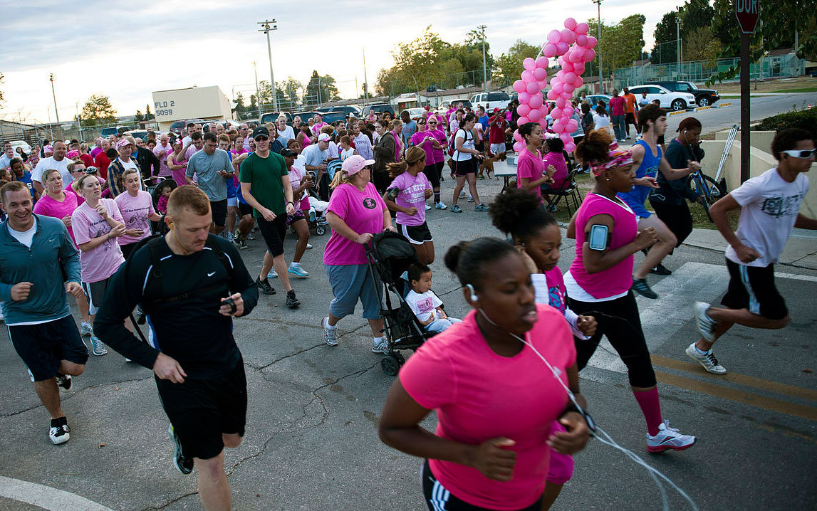 Photo: Participants running in a 5K for breast cancer awareness. Image courtesy of Wikipedia.