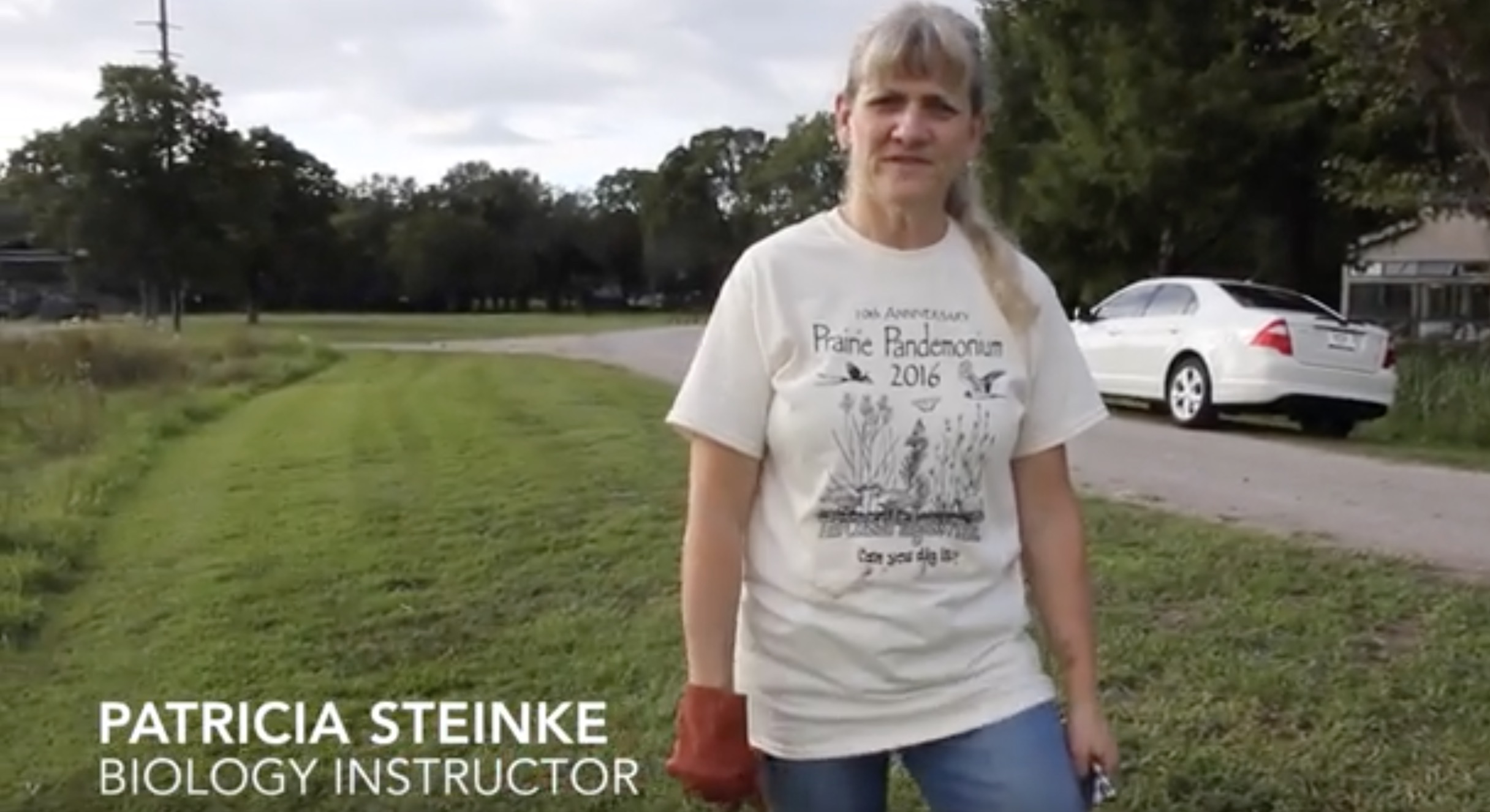 Screenshot: Patty Steinke, biology instructor, talking about Prairie Pandemonium at Armand Bayou. Screenshot by The Signal reporter, Jeremy Gingrich