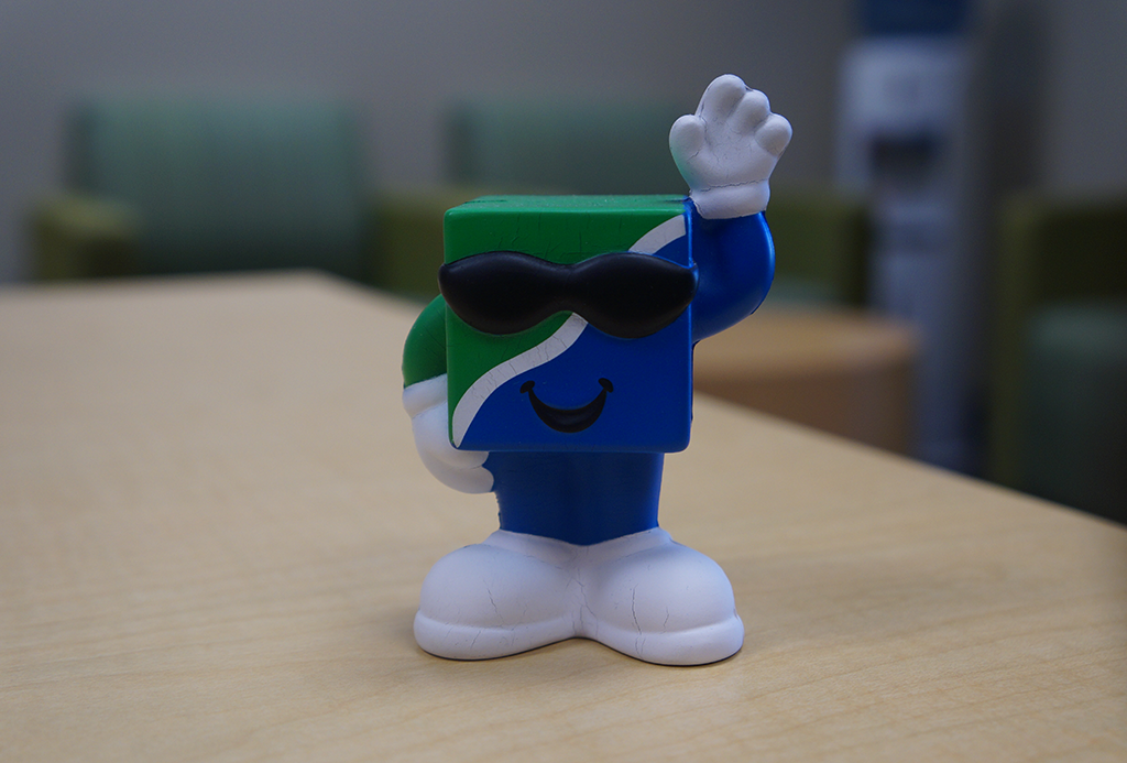 Photo: The "stress ball" version of Blockie. Photo by The Signal Reporter, Cassidy Smith