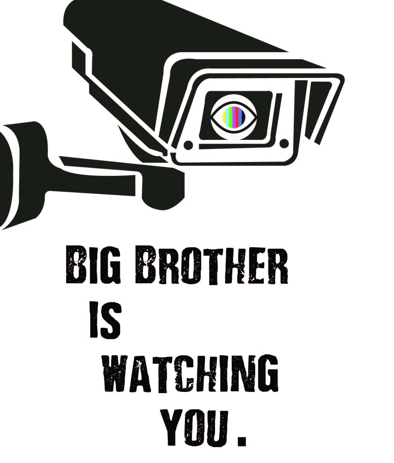 GRAPHIC: A surveillance camera with the text, "Big Brother is watching you," underneath. Graphic by The Signal reporter, Lizette Lopez