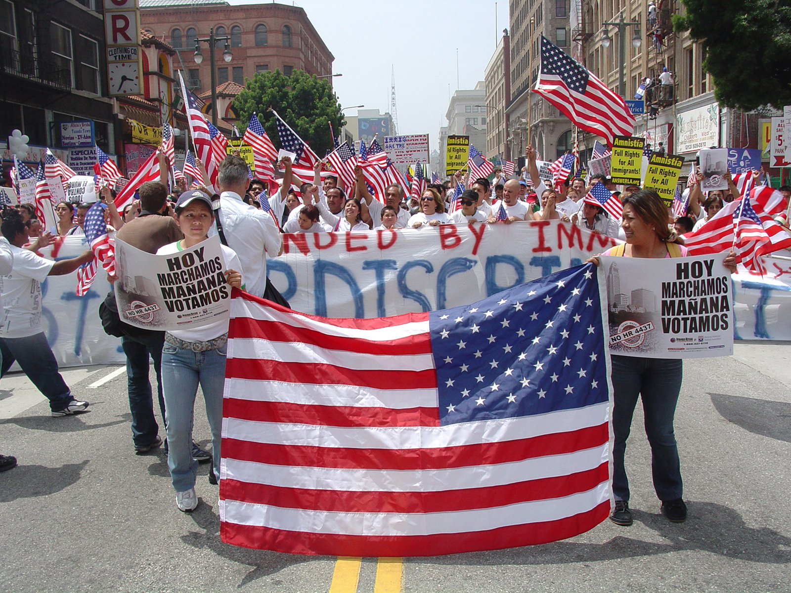 PHOTO: Immigration march to city hall in Los Angeles, California on May 1, 2006. Photo courtesy of Alfonso Romero
