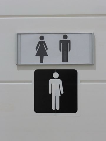 PHOTO: Image of traditional restroom sign and transgender restroom sign. Photo courtesy of Wikimedia Commons.