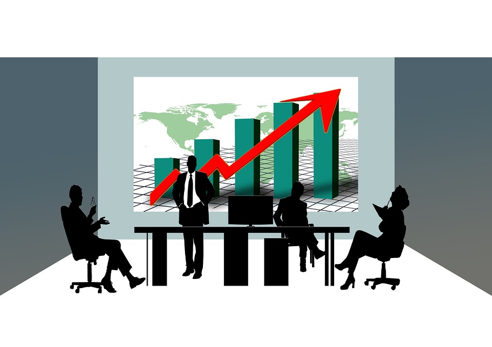 GRAPHIC: Image of business men in boardroom with chart presentation. Graphic courtesy of Pixabay.