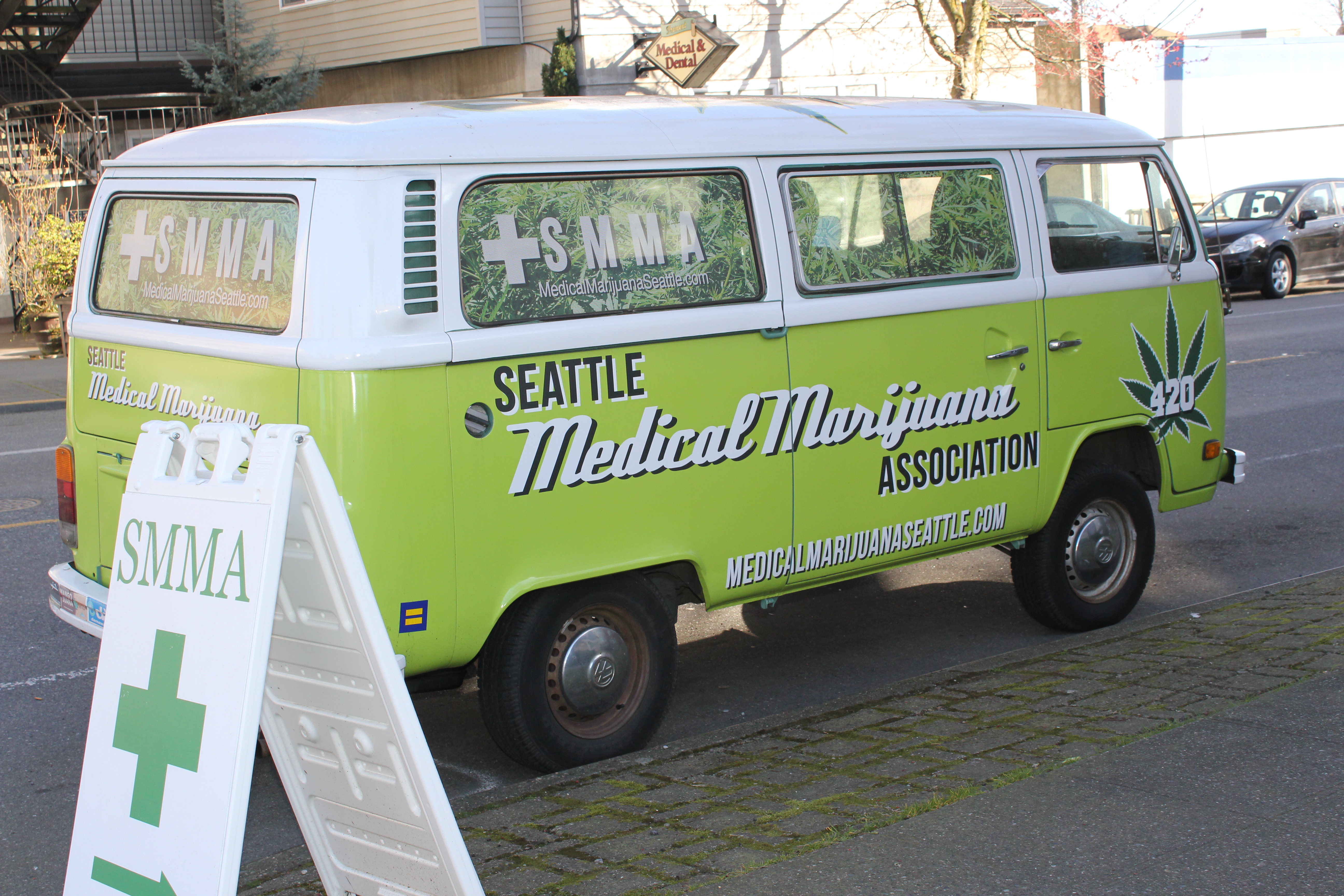 PHOTO: Photo of Seattle Medical Marijuana Association van. Photo by Signal reporter Robin Timme.