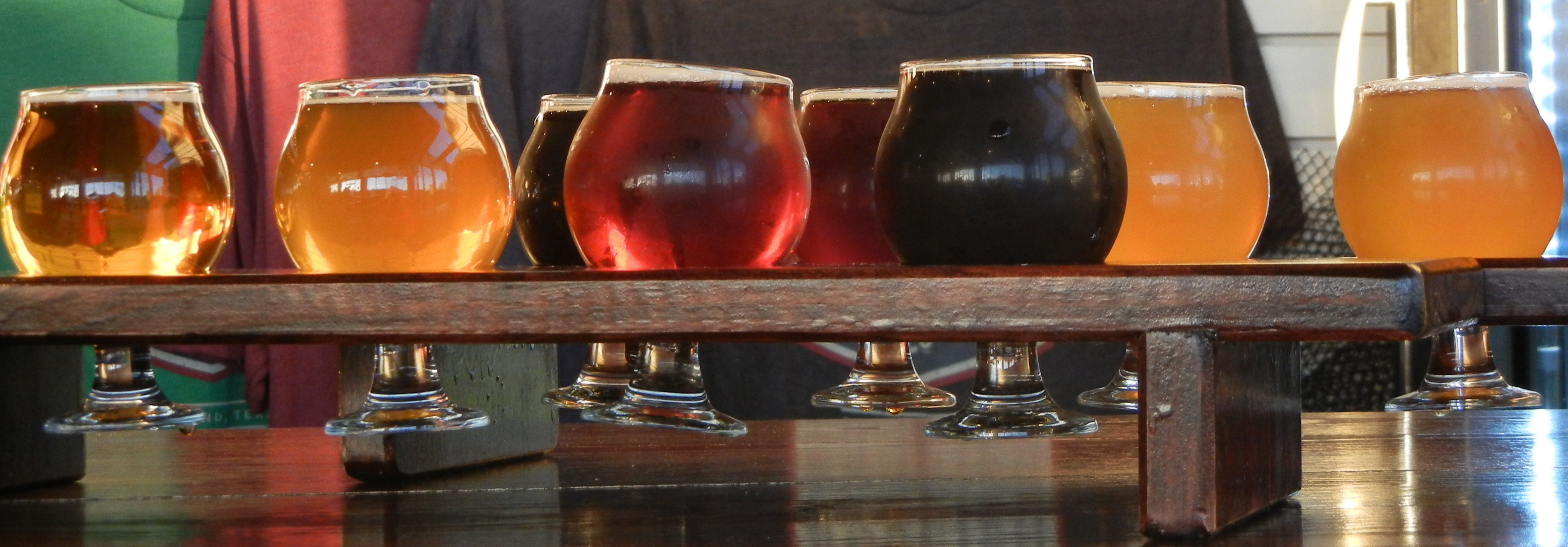 A sampler of beer varieties at BAKFISH microbrewery in Pearland, TX. Photo by The Signal reporter Robin Timme.