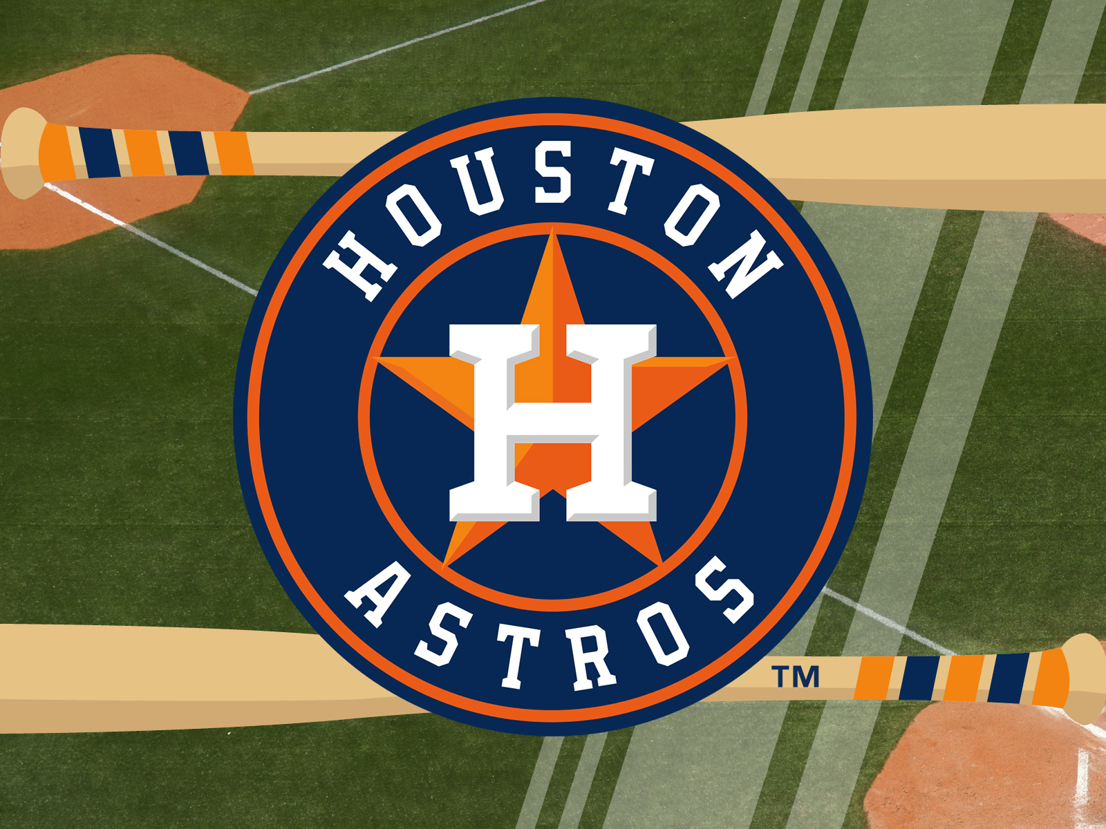 GRAPHIC: The Houston Astros logo is pictured with baseball bats and a baseball field in the background. Graphic created by The Signal online editor, Krista Kamp.
