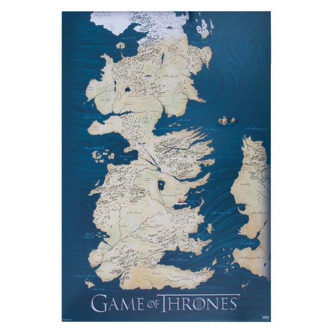 A map of Westeros from "Game of Thrones." Photo courtesy of the HBO official store. http://store.hbo.com/new-to-the-realm/index.php?v=hbo_shows_game-of-thrones_new-arrivals