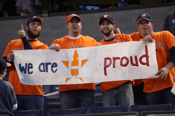 PHOTO: Astros fans supporting their team. Photo courtesy of Houston Astros Twitter.