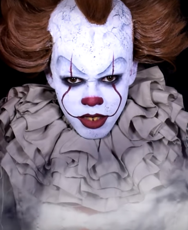 PHOTO: Pennywise makeup tutorial screenshot, Photo courtesy of Hansis HPStylist