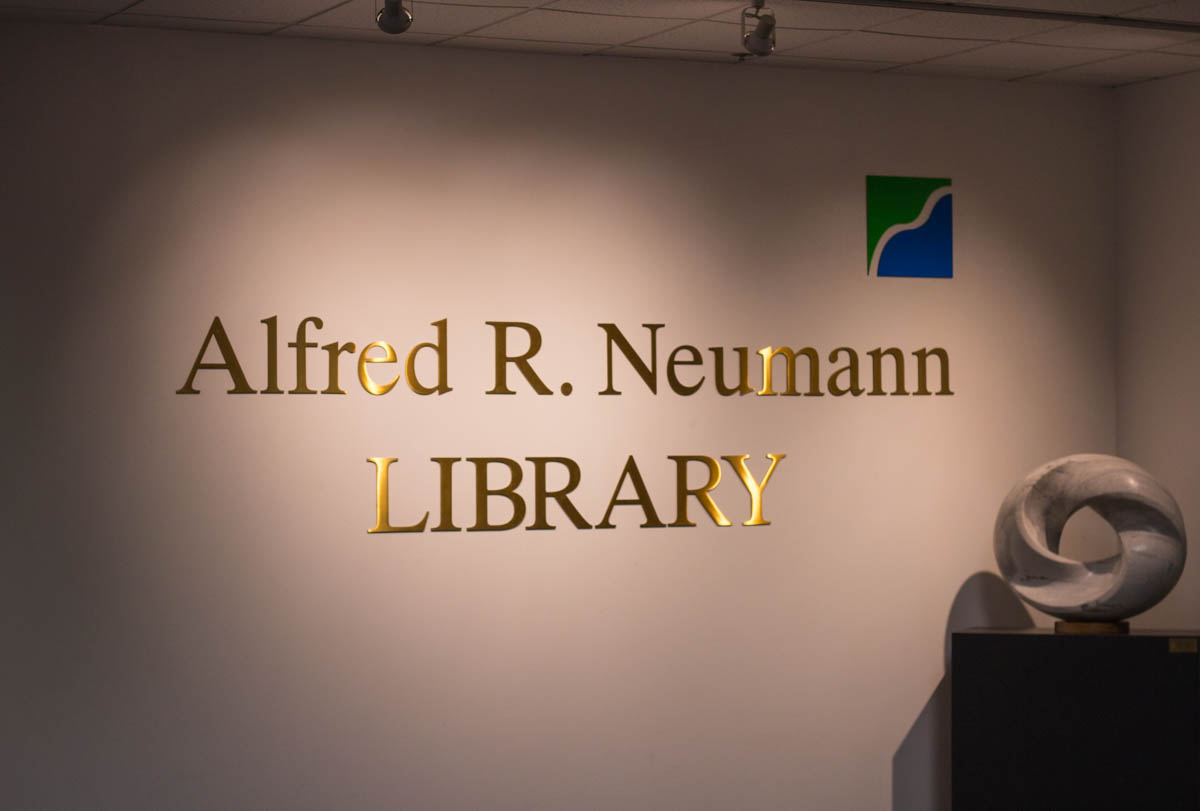 PHOTO: Alfred R. Neumann Library entry sign