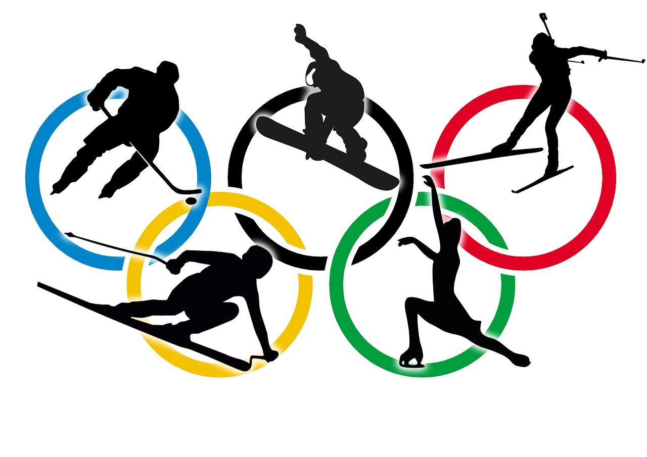 GRAPHIC: Winter Sports themed Olympic Rings. Graphic courtesy of Pixabay.