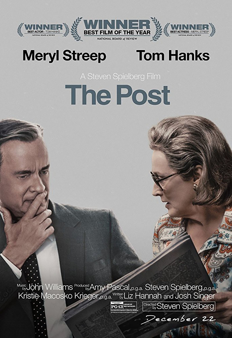 PHOTO: The movie poster for "The Post". Ben Bradlee, portrayed by Tom Hanks. Katharine Graham portrayed by Meryl Streep. Photo courtesy of 20th Century Fox and Universal Pictures.