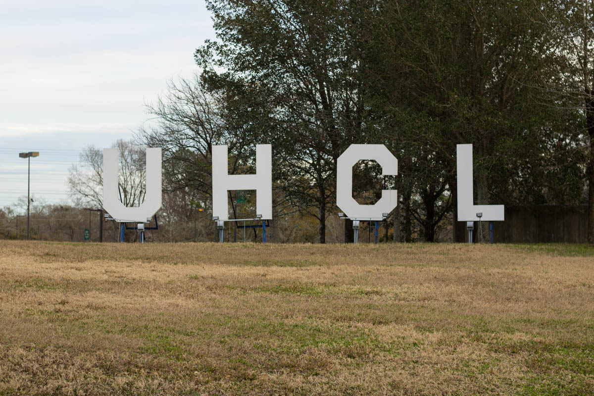 PHOTO: The letters of UHCL between the Bayou and Student Services Buildings. Photo by The Signal reporter Dakota Dickey.