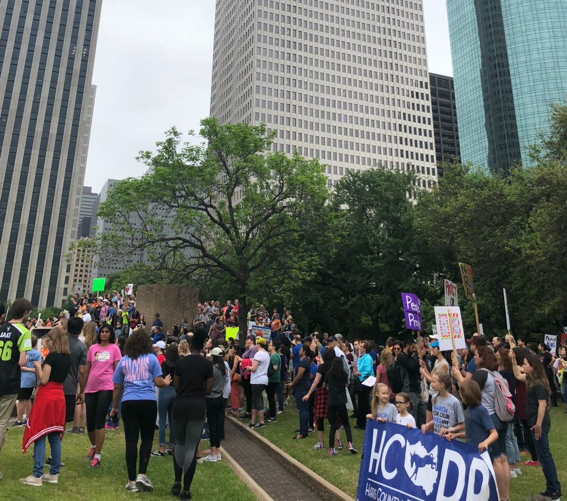 Students and families represented the Houston community as they gathered around Tranquility Park at the March for our Lives held on Saturday, March 24. Photo courtesy of The Signal Reporter Evelyn Alejandro.