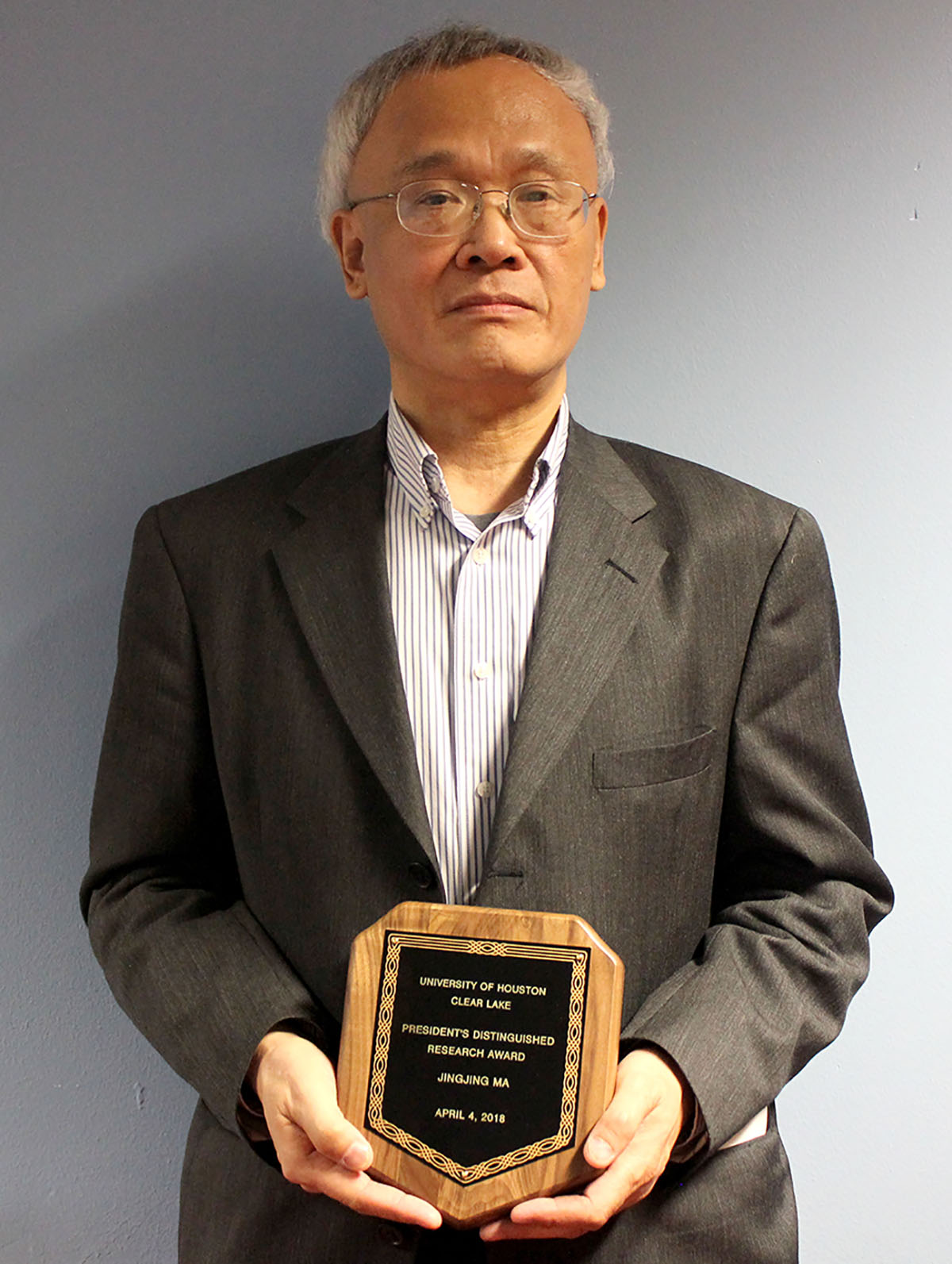 PHOTO: The 2018 UHCL Distinguished Faculty Research Award winner is Jingjing Ma, department chair of mathematics and statistics and professor of mathematics. Photo by the Signal reporter Nancy Nguyen.