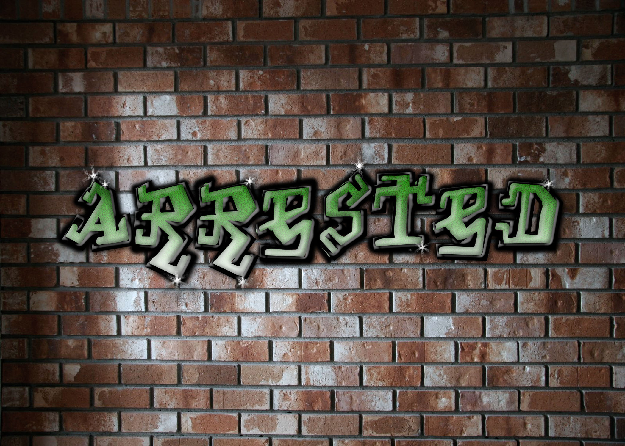 Arrested graffiti lettering graphic