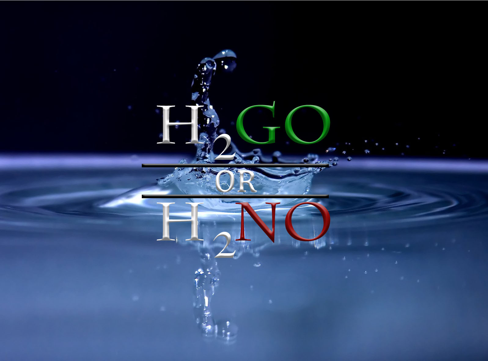 Water photo depicting the title H2NO or H2GO.