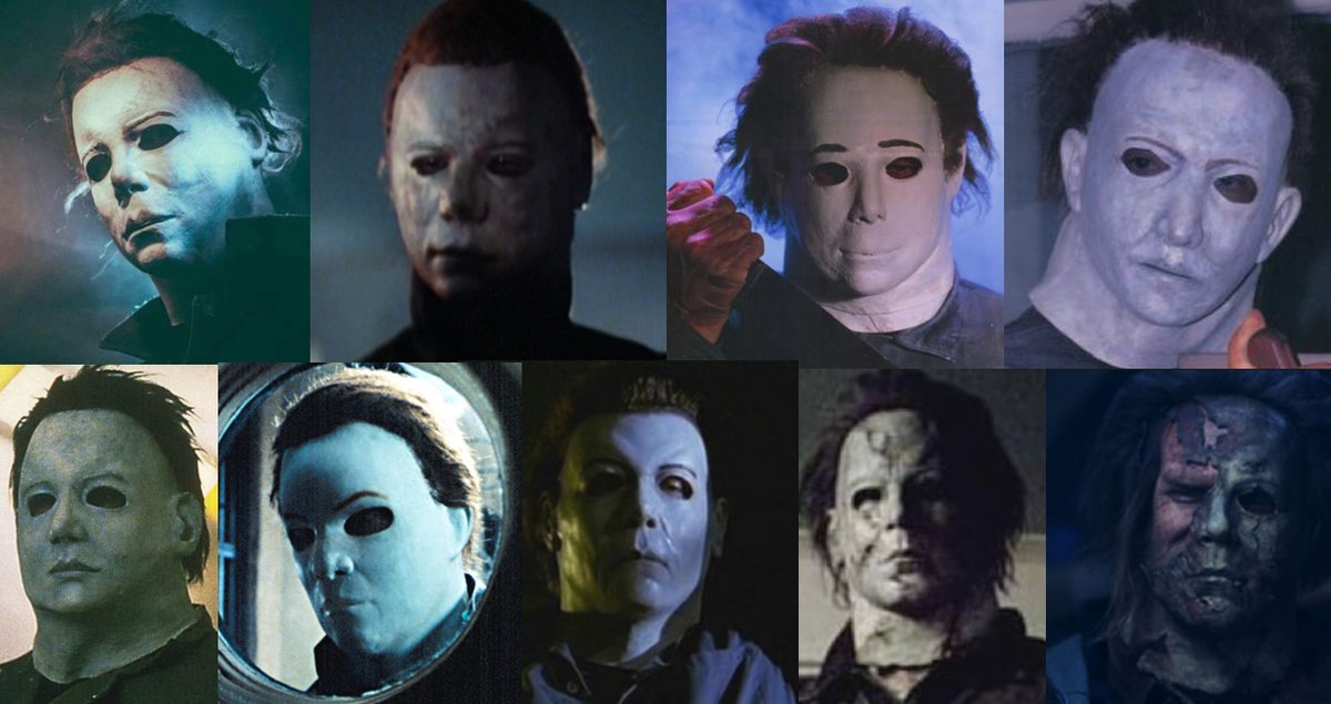 A collage of Michel Meyers iconic mask in the Halloween movies. Graphic courtesy of the twitter user @StephenScarlata.