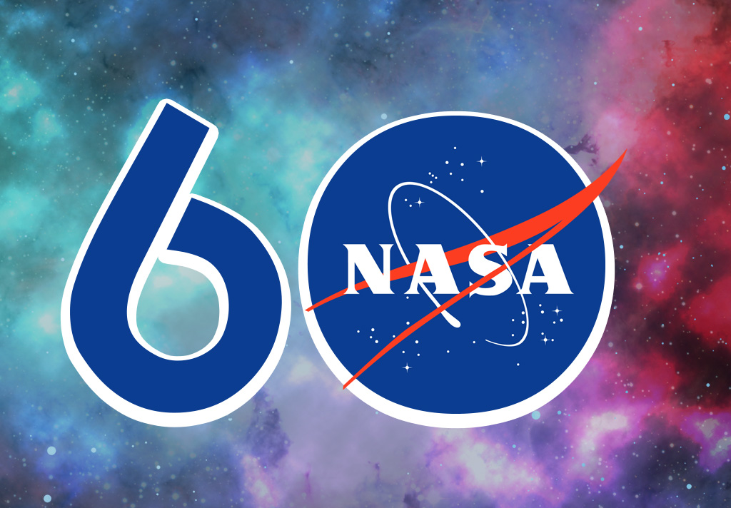NASA's logo overlaid on the number 60