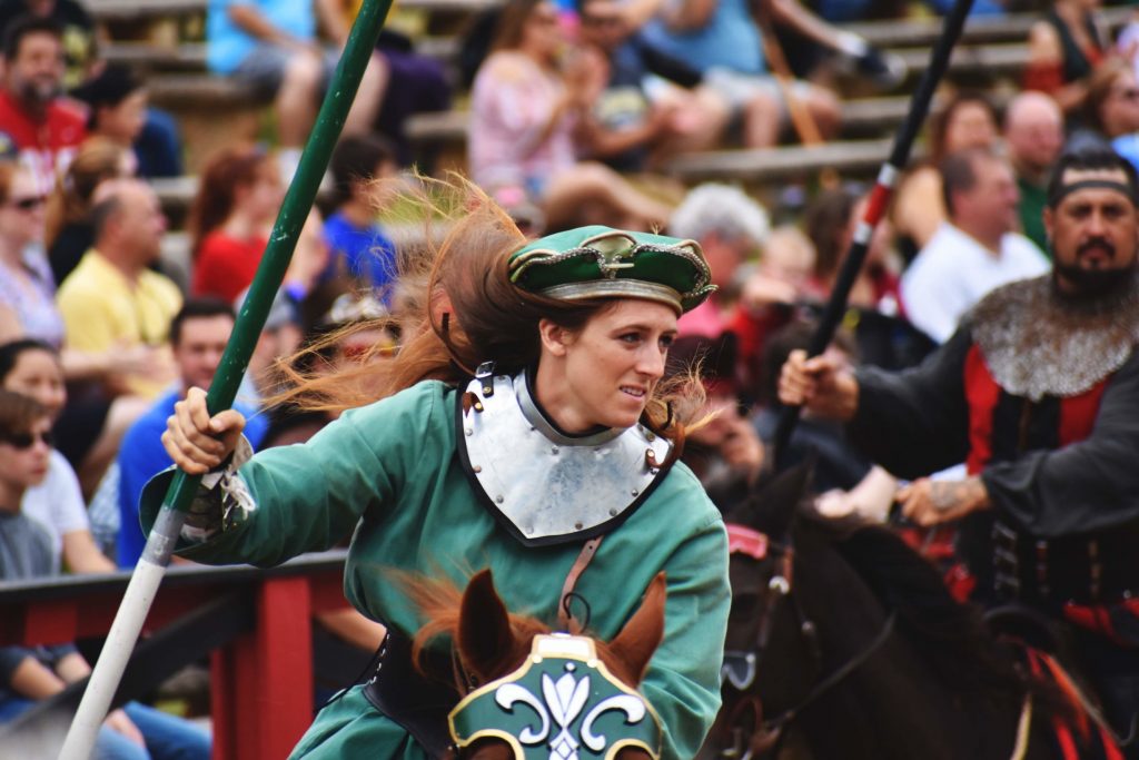 PHOTO: Joan of Ark rides in to defend France in the Joust. Photo courtesy of Matthew Smith