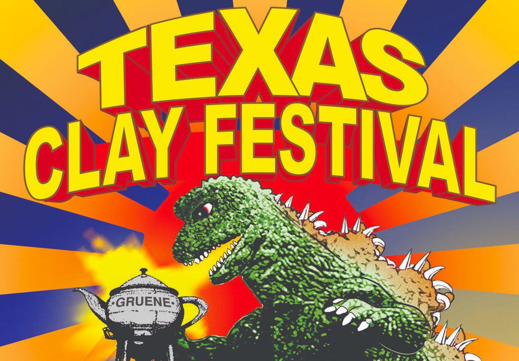 GRAPHIC: Poster featuring a Godzilla aesthetic for the 2018 Texas Clay Festival. Graphic courtesy of Texas Clay Festival.
