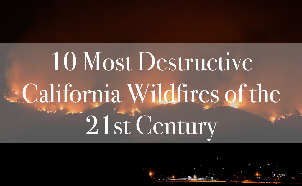 GRAPHIC: Feature image for 10 most destructive California wildfires of the 21st century. Graphic by The Signal reporter Regan Bjerkeli.