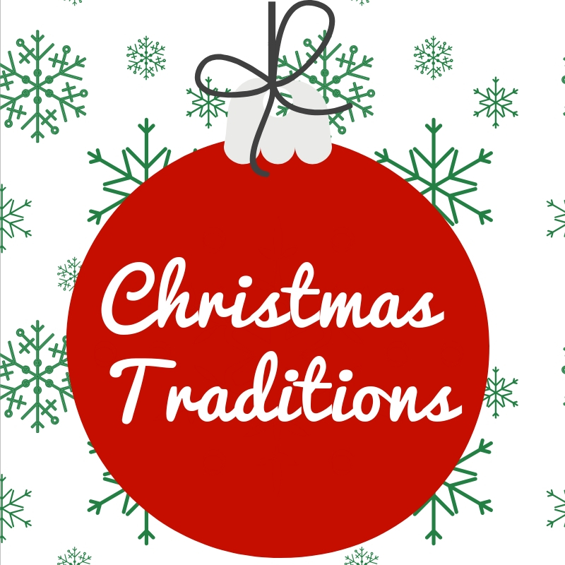 GRAPHIC: Many different Christmas traditions originate from around the world and are used to celebrate the winter holiday. This image is decorated with snowflakes, ornament and reads "Christmas Traditions". Graphic by The Signal Reporter Elizabeth