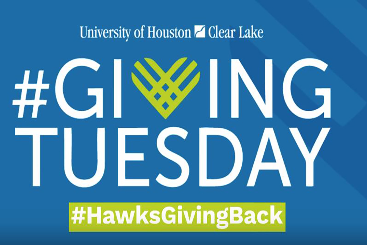 GRAPHIC: Giving Tuesday graphic promoting Hawks donating back to the university. Courtesy of UHCL Marketing and Communication.