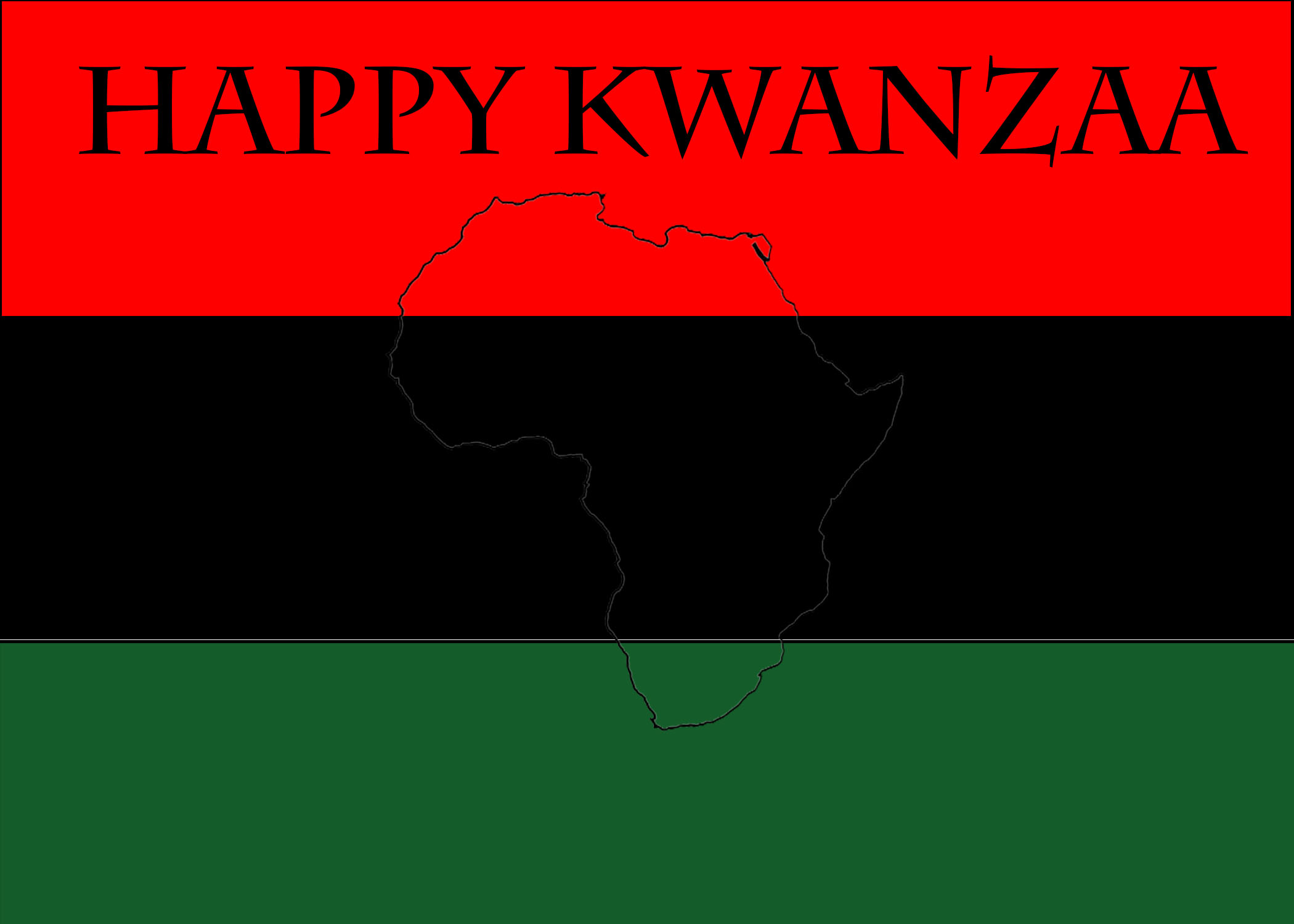 PHOTO: flag with the colors of Kwanzaa with the shape of Africa in the middle