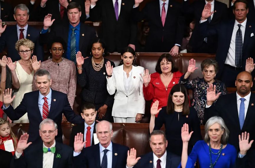 PHOTO: On the bright side - The newly sworn 116th Congress has many federal and state historic firsts [29] across religion, gender, race, age, and sexuality. The most diverse Congress [30] in United States history also received its first two Native American women [31], 10 open members [32] of the LGBTQ+ community and 96 veterans [33], with 48 having served post-2000. The first Muslim women in congress are Michigan representative Rashida Tlaib and Minnesota representative Ilhan Omar. Omar is also the first refugee [34], first arriving in 1996 from Kenya. Texas sent its first two Latinas to Congress [35], Sylvia Garcia of the 29th District and Veronica Escobar of the 16th District, in a state that is 40 percent Hispanic. Image courtesy of Brendan Smialowski and Getty Images.
