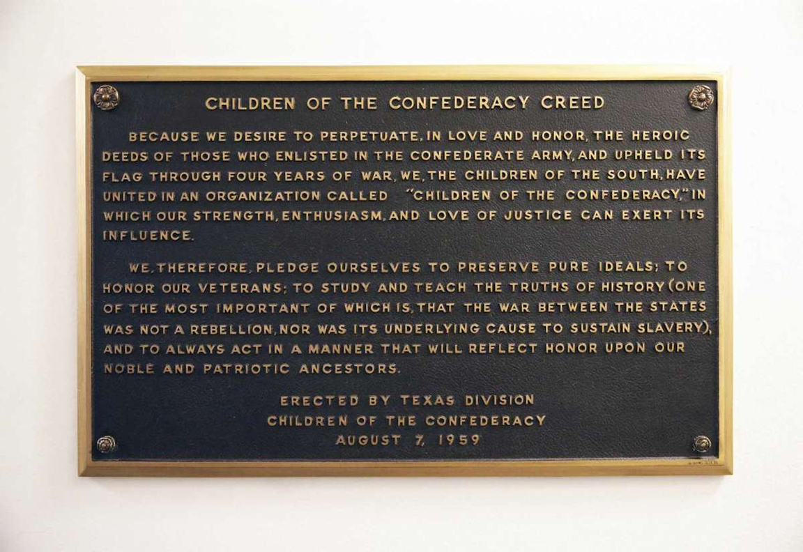 PHOTO: TEXAS Confederate plaque removal: Two years ago, support to remove the inaccurate Children of the Confederacy Creed plaque in the Texas capitol [1] that had a line stressing that the Civil War was not about slavery, began picking up momentum. The State Preservation Board voted unanimously [2] in a three minute meeting Friday Jan. 11 to remove it from the capitol. Photo courtesy of Tom Reel of the San Antonio Express-News.